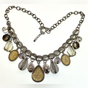 3 for $30 Silver Tone Chain Necklace with Dangling Acrylic Beads
